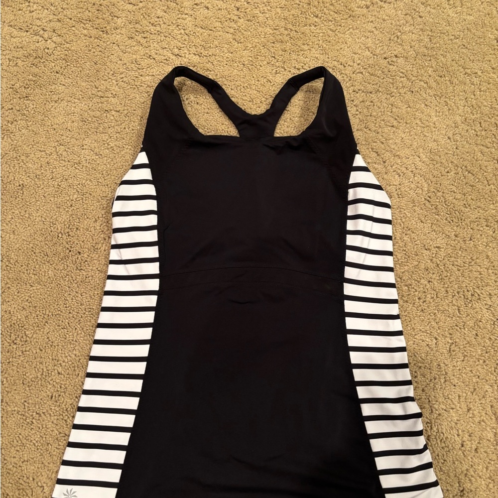 Athleta Black and White Striped Tank Top